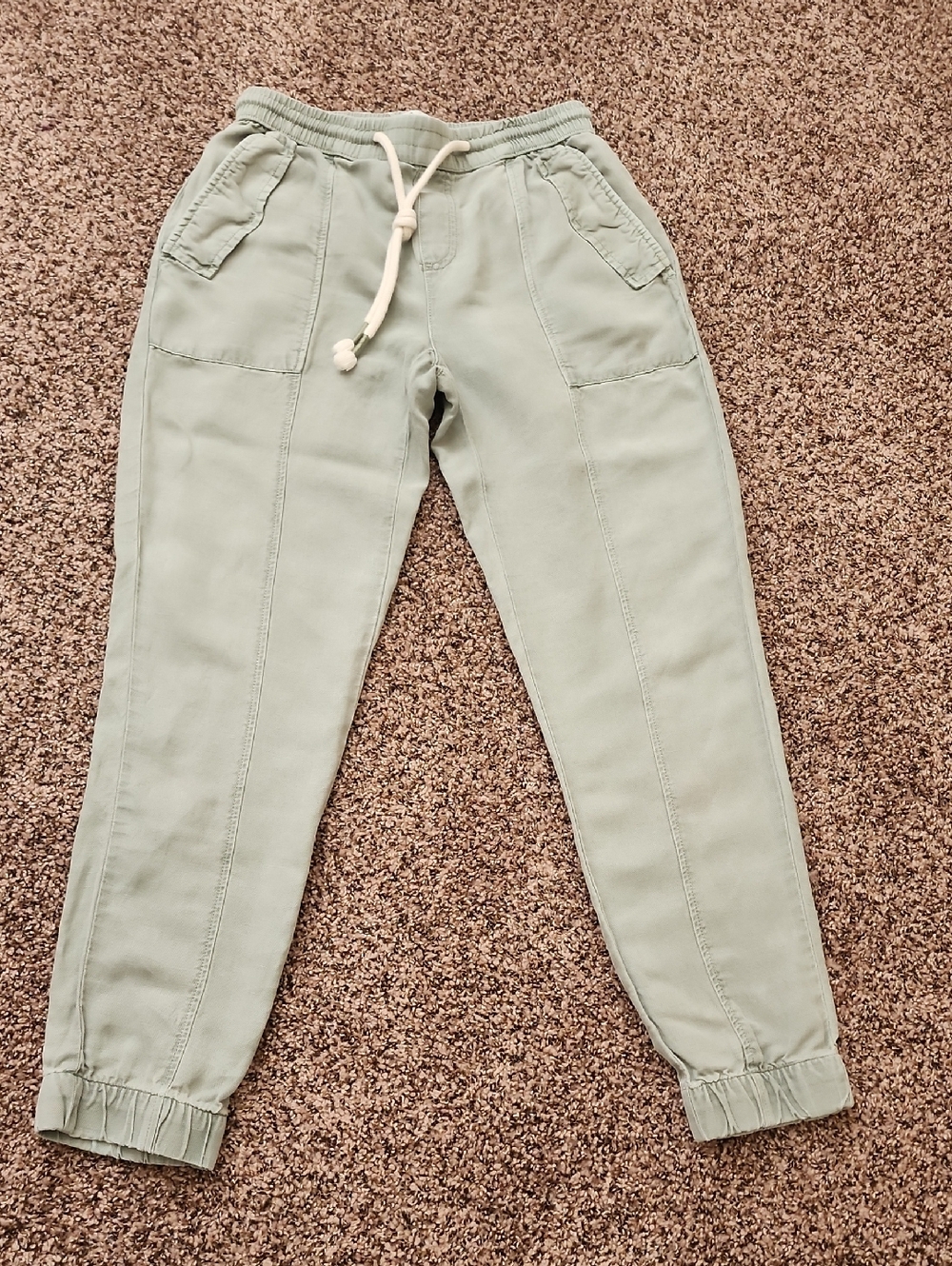 California Sage Green Jogger Pants with Cream Drawstring